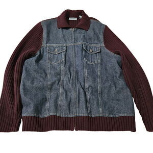 Marsh Landing Womens Jacket Size 1X Multi-Color 100% Cotton Denim And Sweater